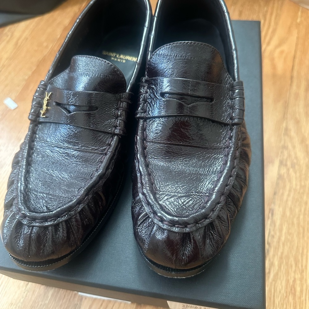 Saint Laurent Dark Brown Leather Loafers